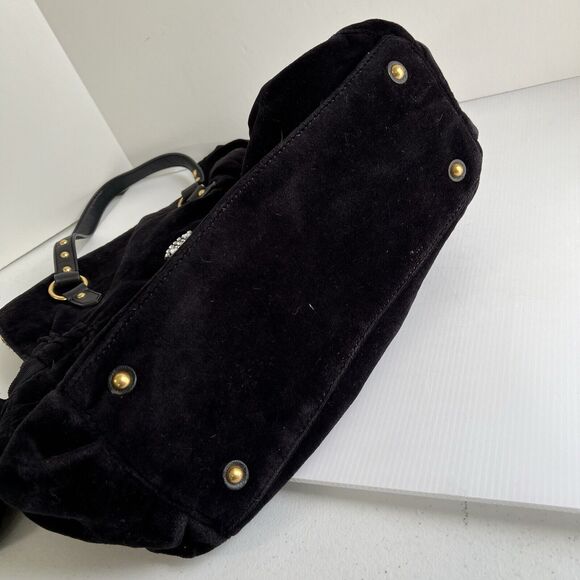 Vintage Juicy Couture Handbag Y2K Black Velour Shoulder Bag Big Rhinestones Bow - Picture 16 of 16